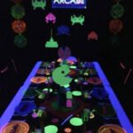 neon party ideas retro arcade table settings